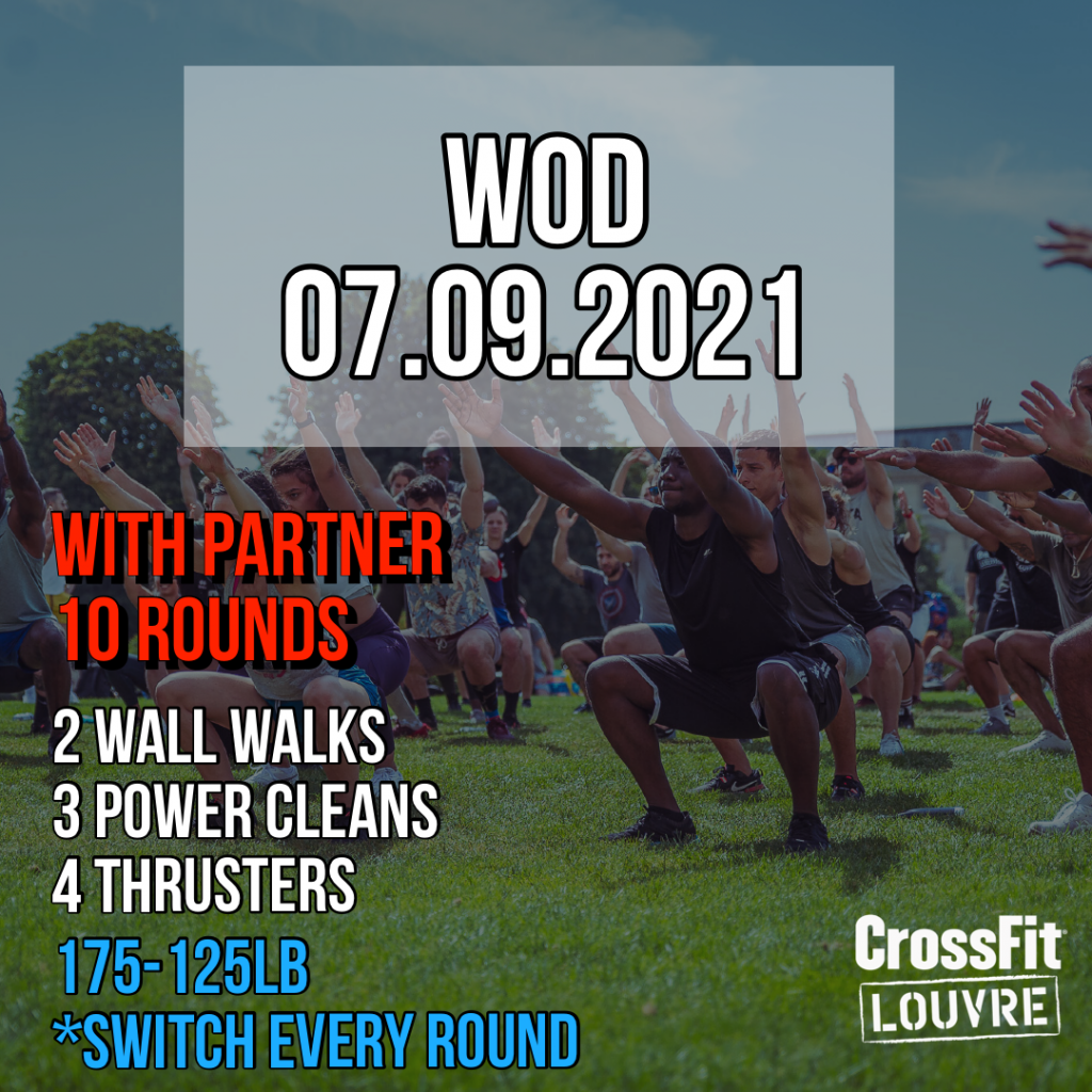 Partner WOD For Time Wall Walk Power Clean Thruster
