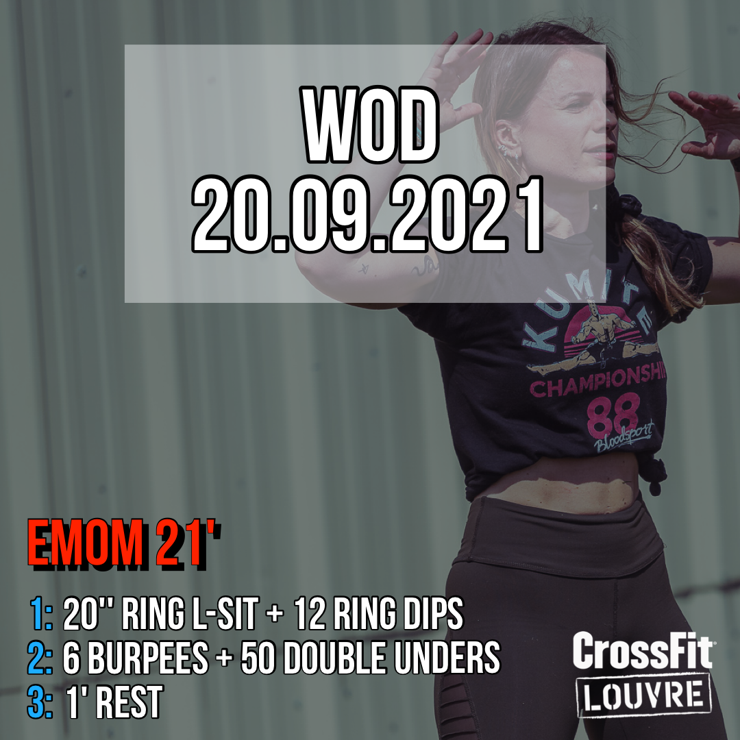 EMOM Ring L-Sit Ring Dips Burpee Double Under