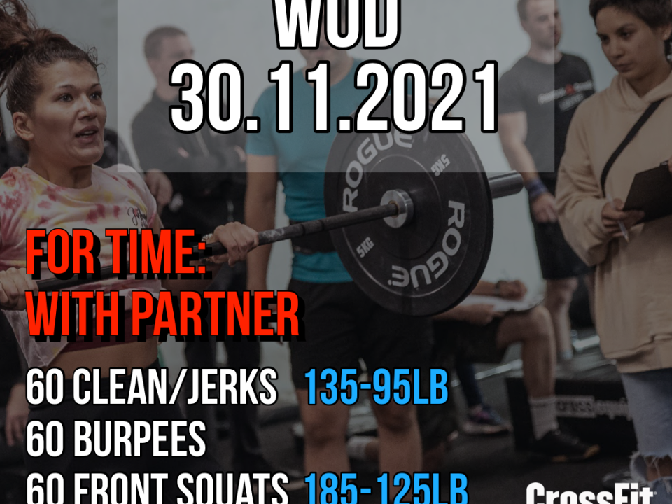For time with partner clean & jerk burpee front squat