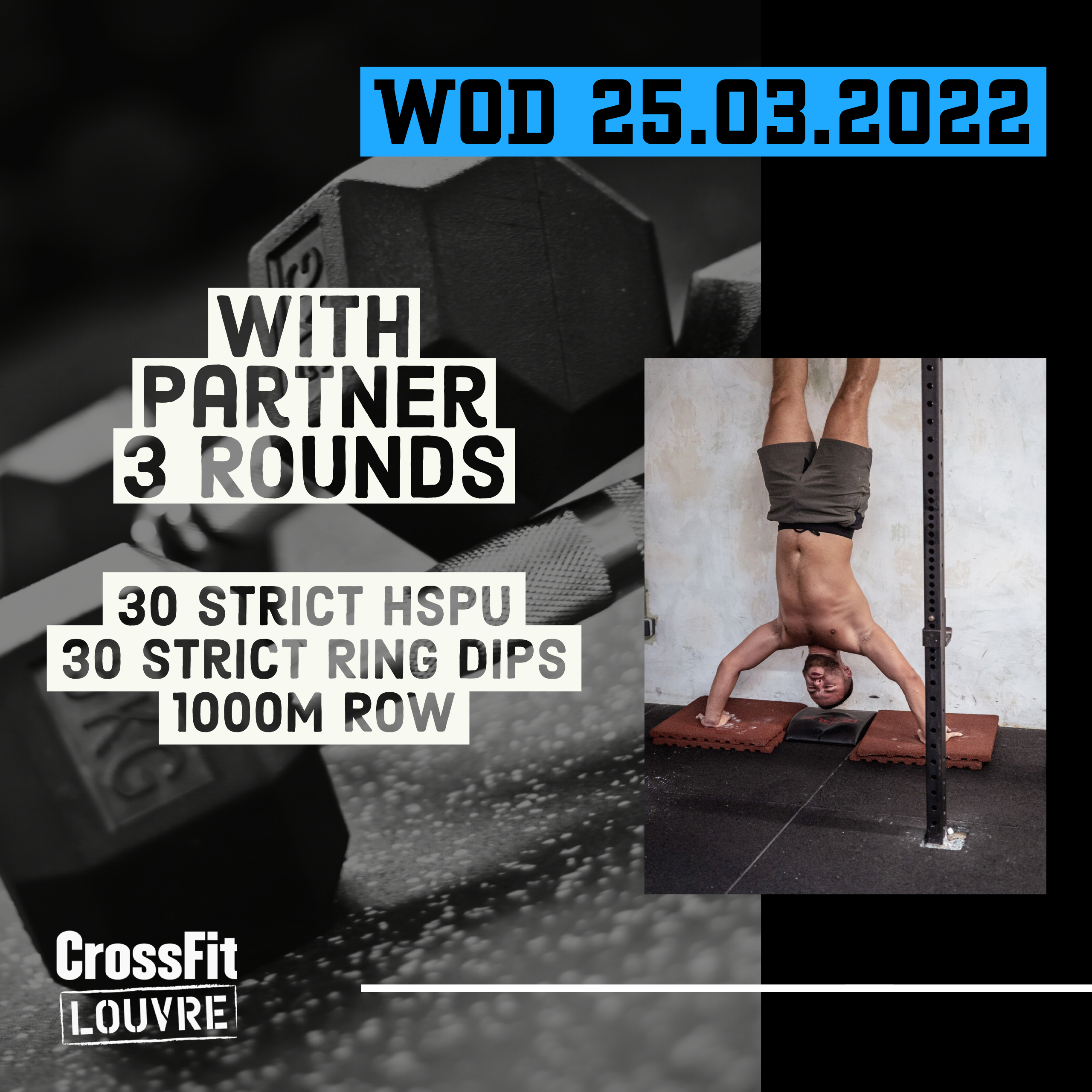 For Time Strict HSPU Strict Ring Dips Row Partner Workout
