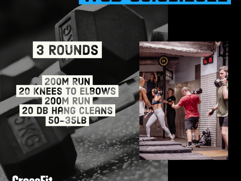 For Time Run DB Hang Clean Knees To Elbows