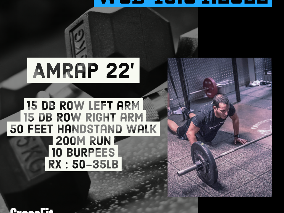 AMRAP DB Row Handstand Walk Run Burpee
