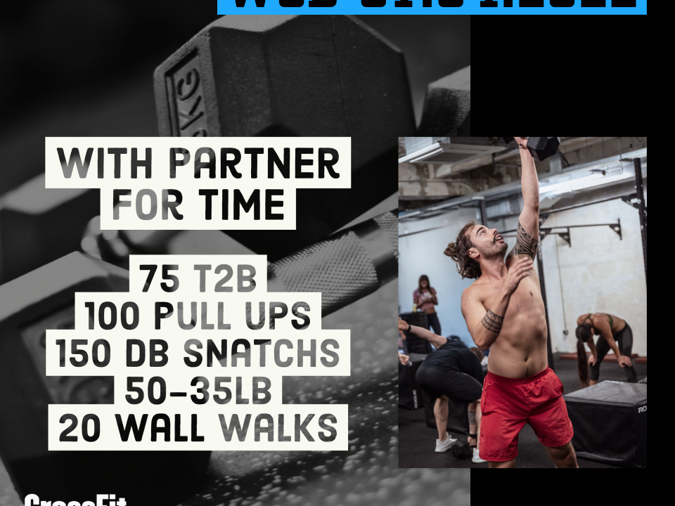 With Partner Toes To Bar Pull Up DB Snatch Wall Walk
