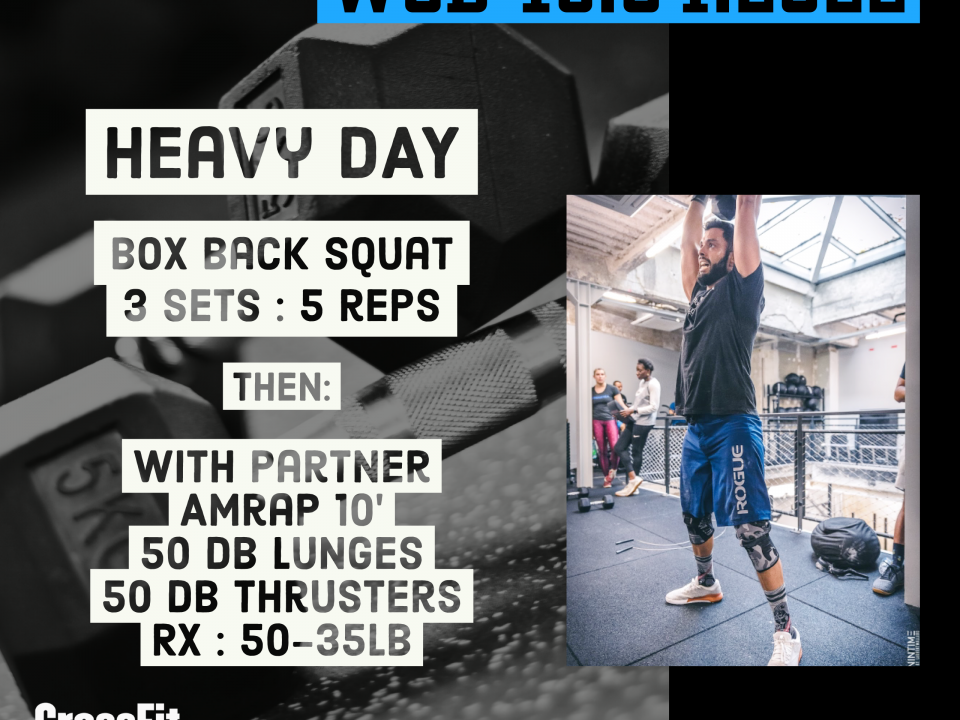 HEAVY DAY Box Back Squat DB Thruster DB Lunges