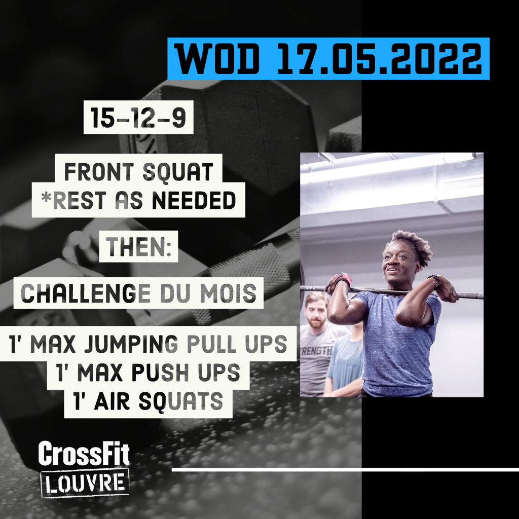 Front Squat Heavy Challenge du mois Jumping pull up push ups air squat