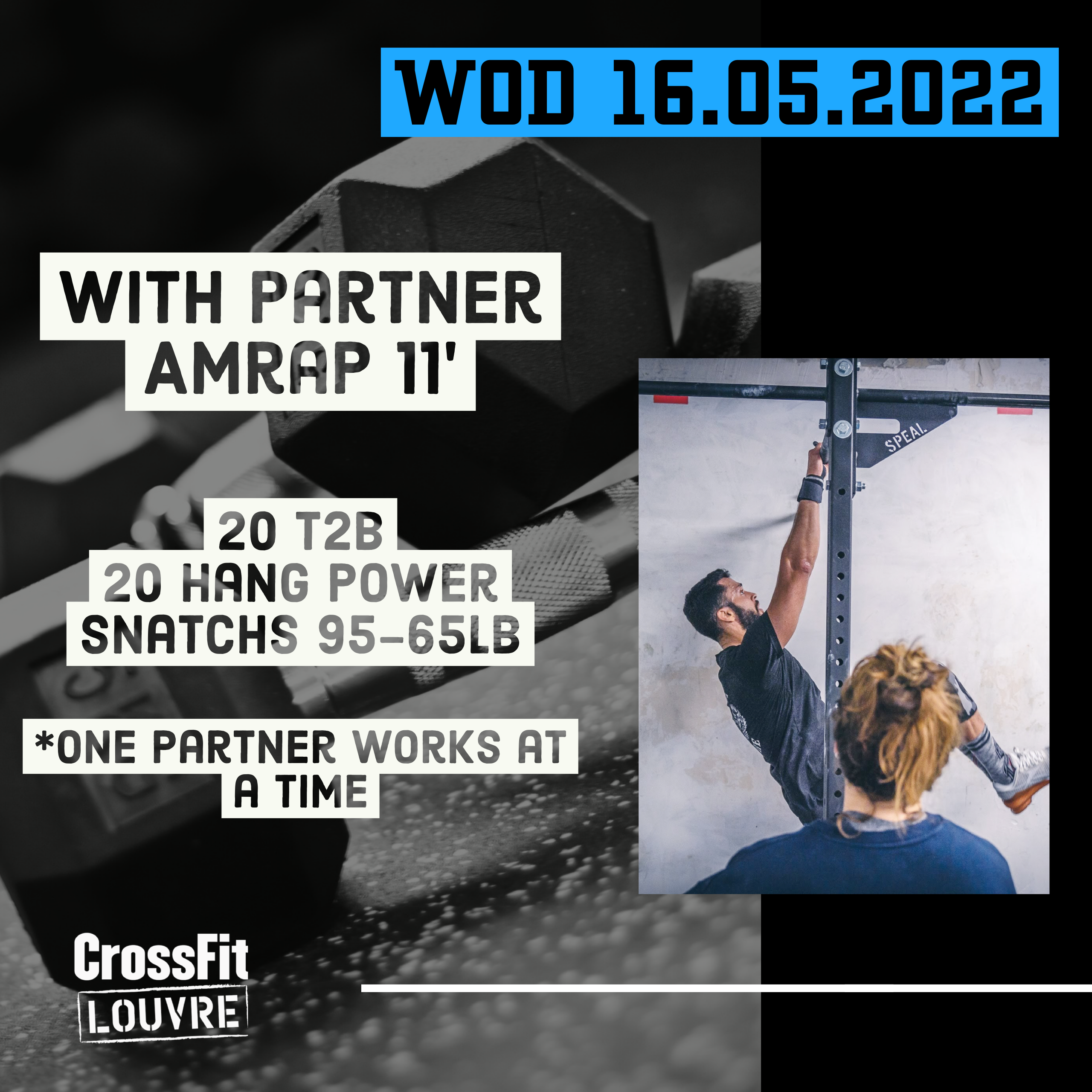 AMRAP Toes To Bar Hang Power Snatch Team workout