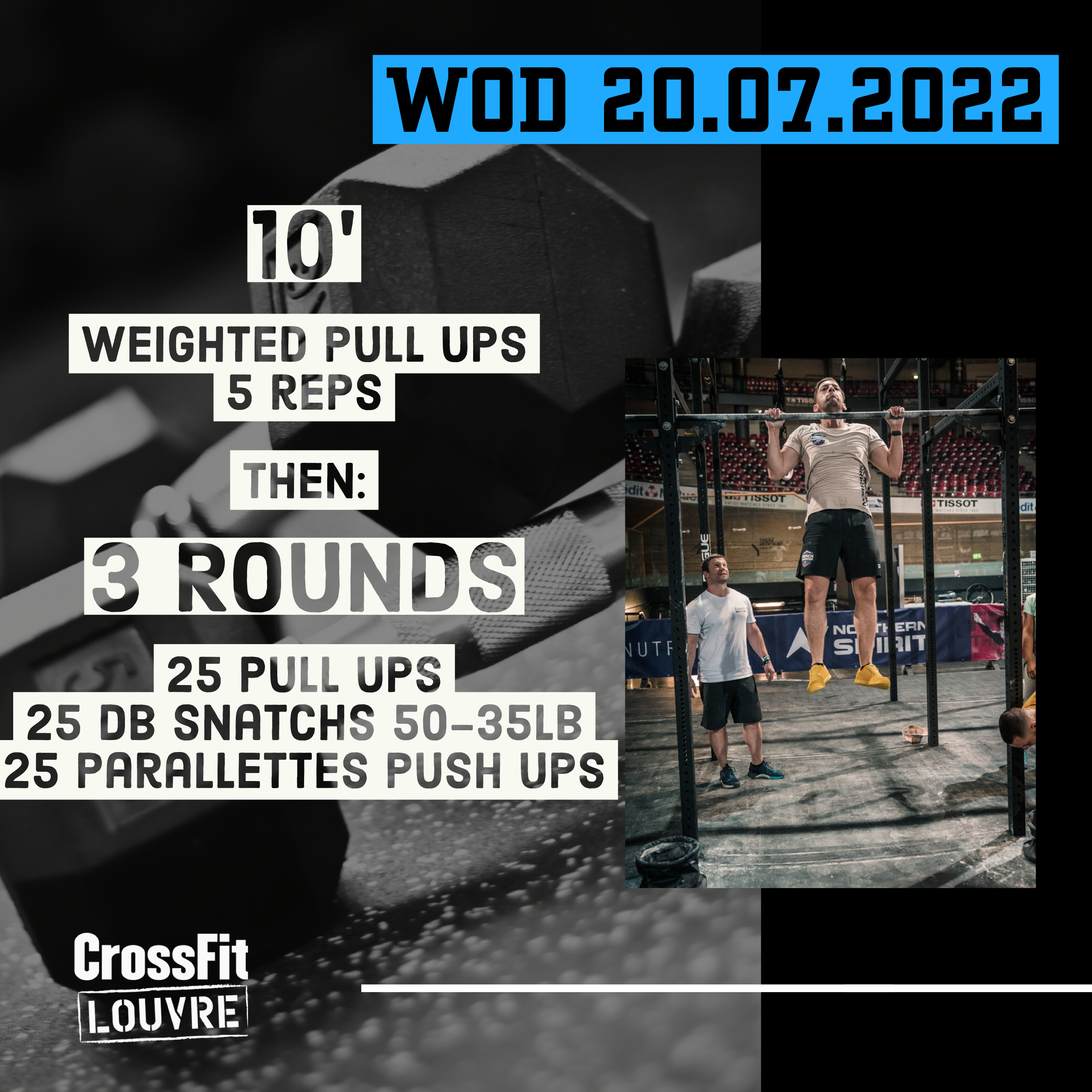 Weighted Pull Up Pull Up DB Snatch Parallette Push Up