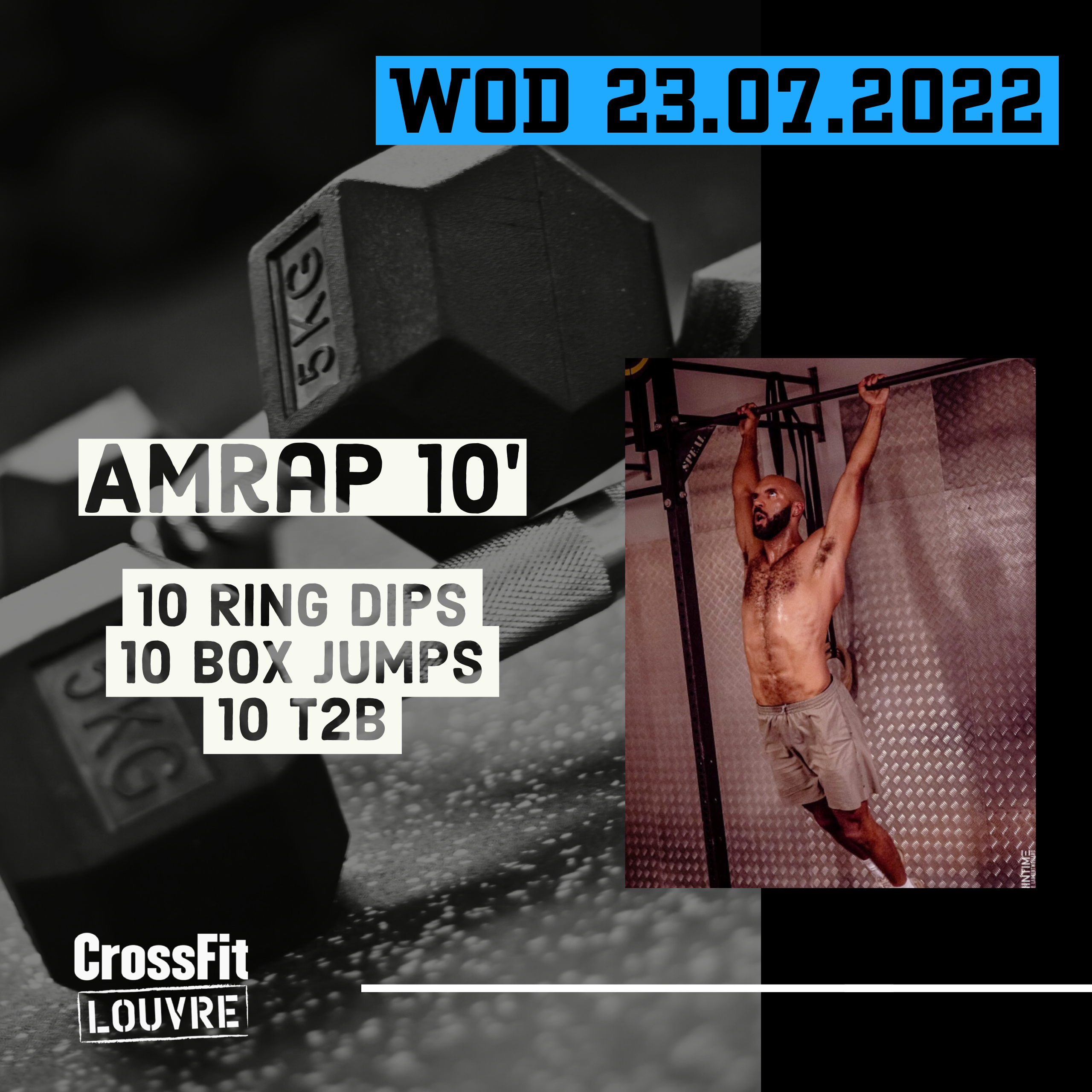 AMRAP Toes To Bar Box Jump Ring Dips
