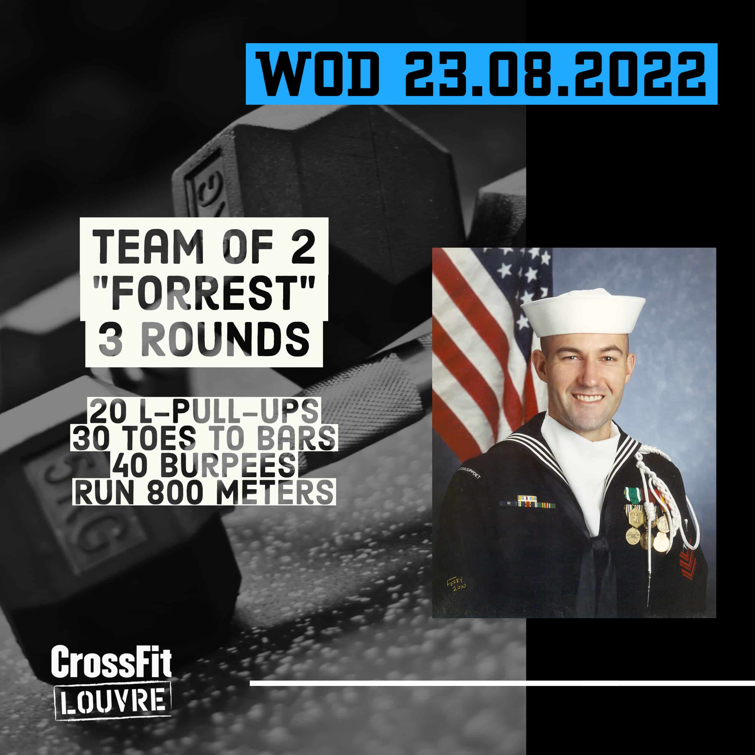Forrest For Time Hero WOD L Pull Up Toes To Bar Burpee Run