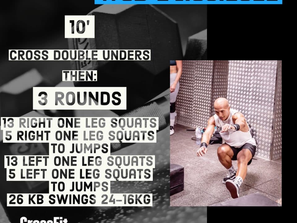 For Time One Leg Squat One Leg Squat to Jump Kb Swing Crossed Double Under